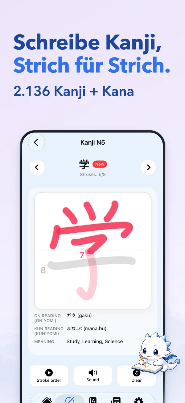 Schreibe Kanji, Strich für Strich. — 2.136 Kanji + Kana