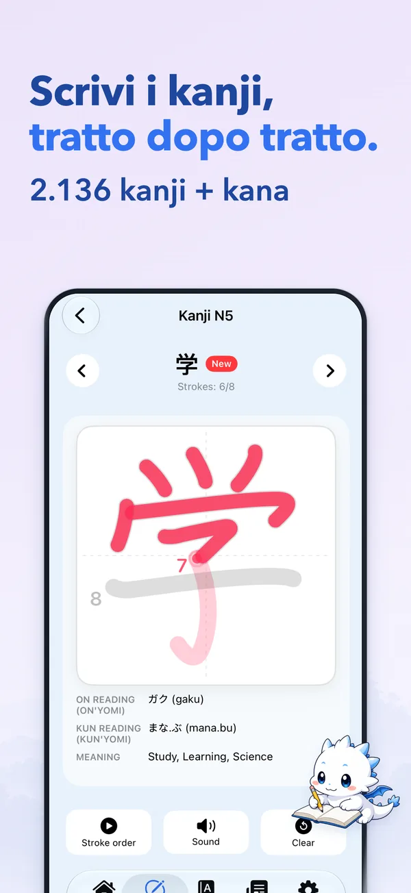 Scrivi i kanji, tratto dopo tratto. — 2.136 kanji + kana