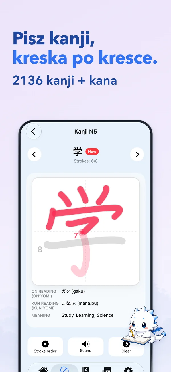 Pisz kanji, kreska po kresce. — 2136 kanji + kana