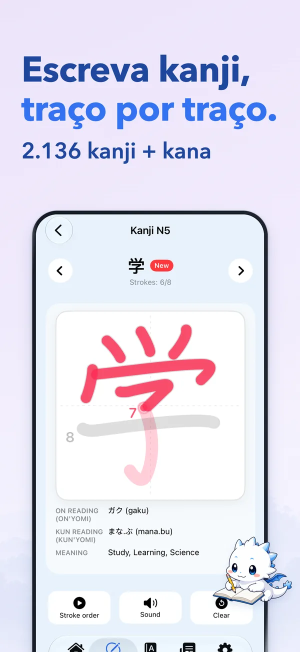 Escreva kanji, traço por traço. — 2.136 kanji + kana