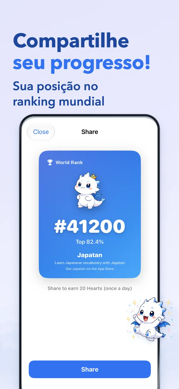 Compartilhe seu progresso! — Sua posição no ranking mundial