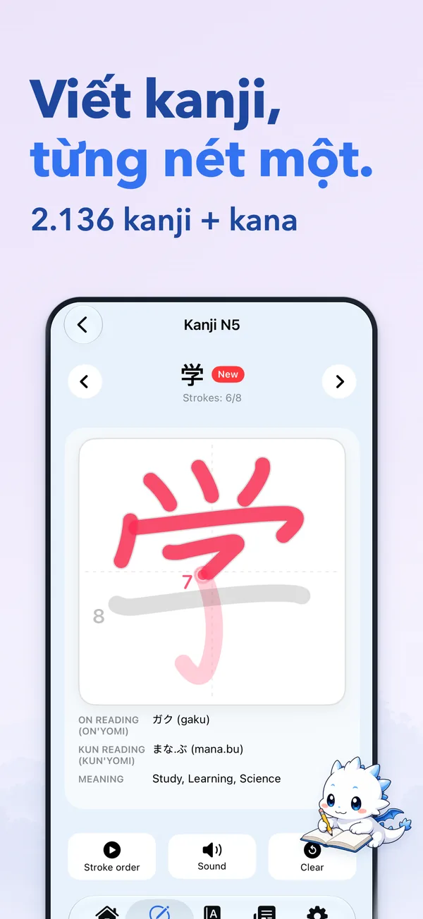 Viết kanji, từng nét một. — 2.136 kanji + kana