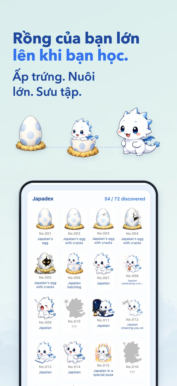Rồng của bạn lớn lên khi bạn học. — Ấp trứng. Nuôi lớn. Sưu tập.